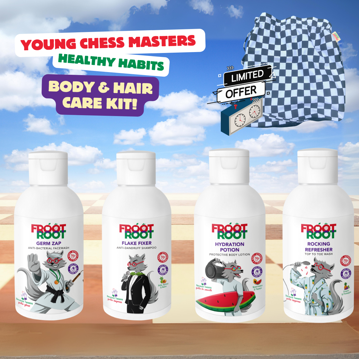 Young Chess Masters Body & Hair Care  Kit - best gift for budding grandmasters !