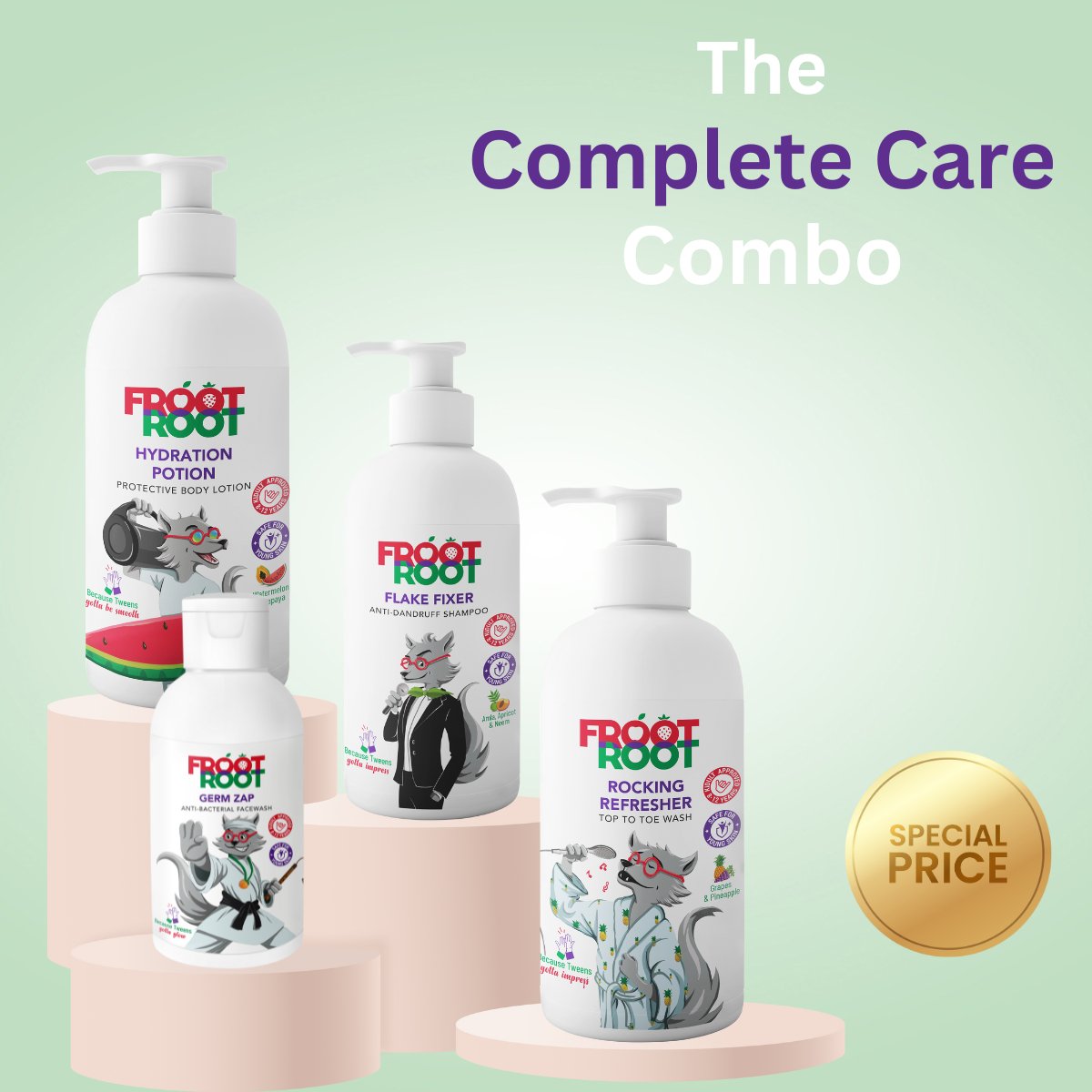 The Complete Care Combo with Top to toe wash 300ml, Facewash 100ml , Body Lotion 300ml and Shampoo 200ml